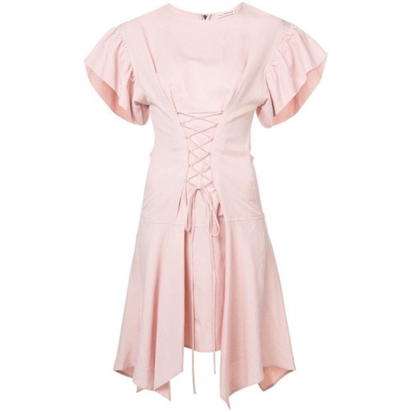 ULLA JOHNSON Otille Dress Lace up Handkerchief hem - Picture 1 of 16